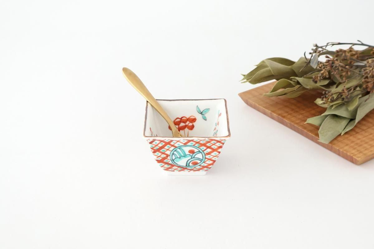 Small Square Bowl Red Lattice Pattern | Kobachi Arita Ware