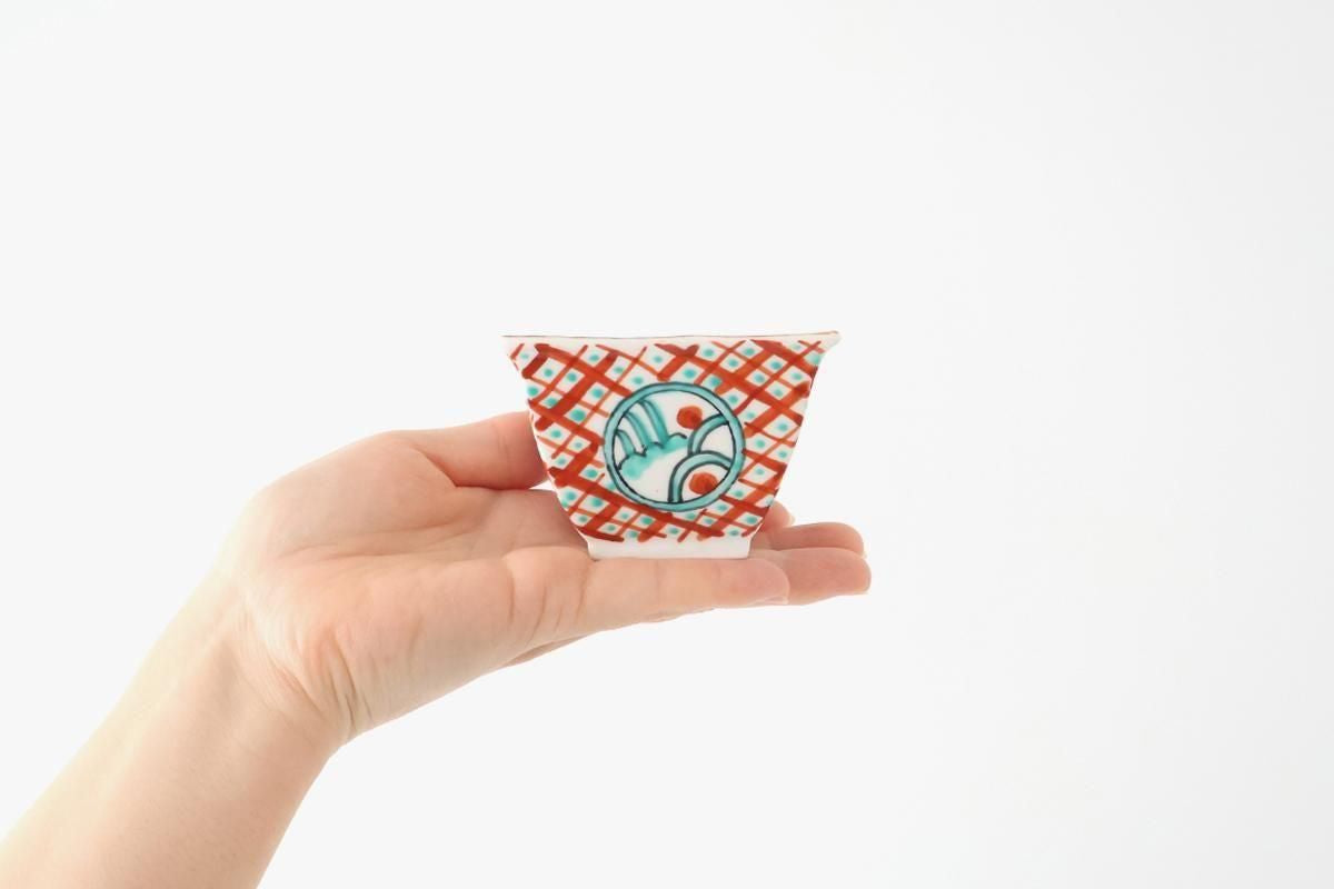 Small Square Bowl Red Lattice Pattern | Kobachi Arita Ware