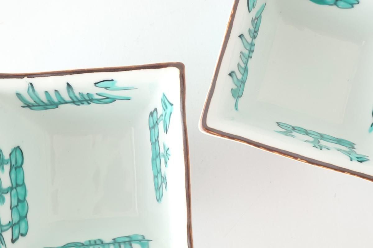 Small Square Bowl Green Landscape Pattern  | Kobachi Arita Ware