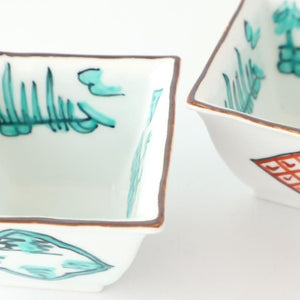 Small Square Bowl Green Landscape Pattern  | Kobachi Arita Ware