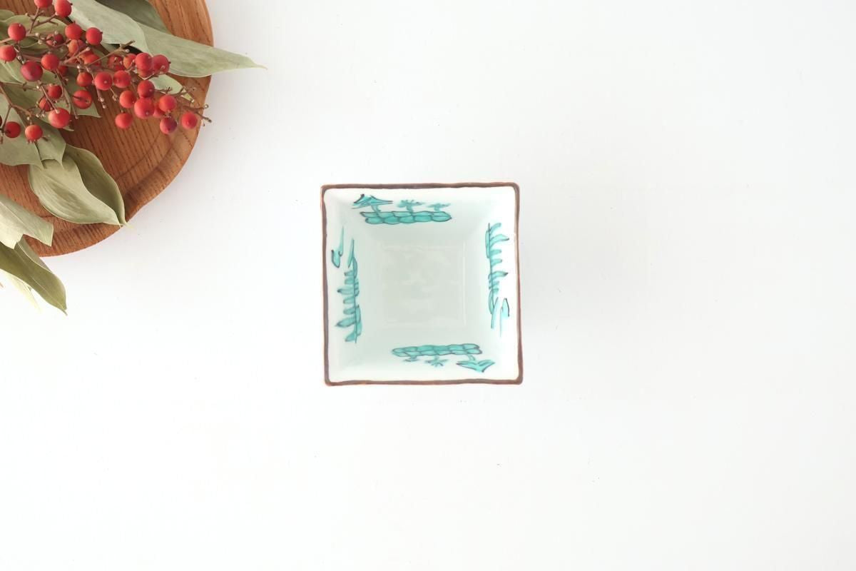 Small Square Bowl Green Landscape Pattern  | Kobachi Arita Ware
