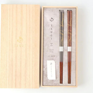 [Pair Set] TSUGI Chopsticks Gray/Pink 23.0cm /9.05in Paulownia Wood Box