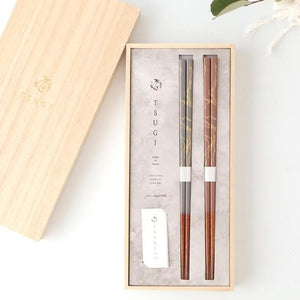[Pair Set] TSUGI Chopsticks Gray/Pink 23.0cm /9.05in Paulownia Wood Box