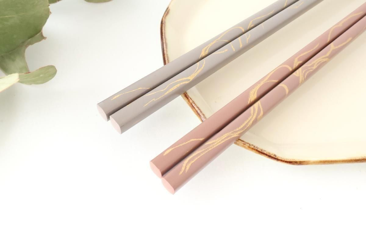 [Pair Set] TSUGI Chopsticks Gray/Pink 23.0cm /9.05in Paulownia Wood Box