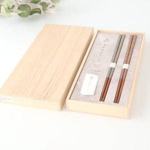 [Pair Set] TSUGI Chopsticks Gray/Pink 23.0cm /9.05in Paulownia Wood Box