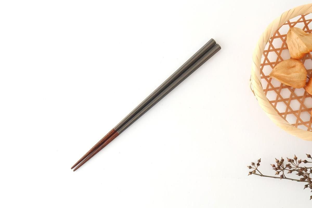 KORINDO Octagonal Chopsticks Silver/Black 23.5cm /9.25in