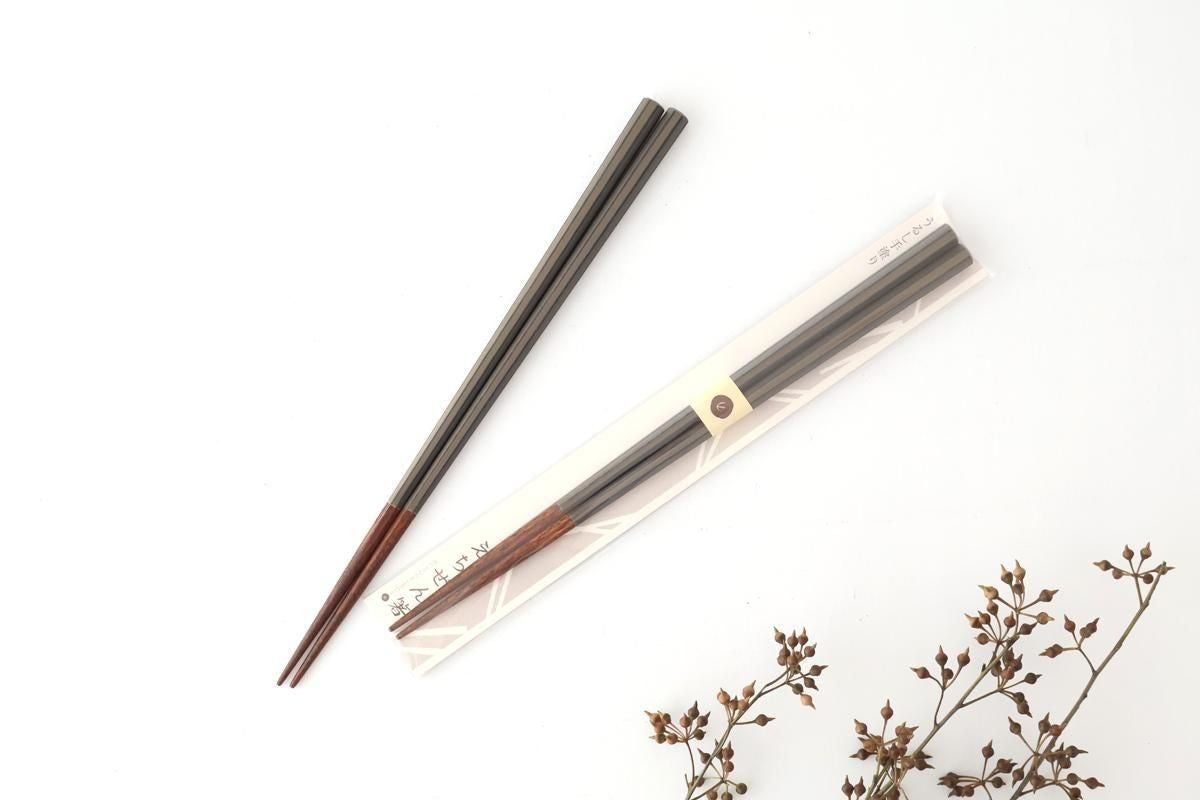 KORINDO Octagonal Chopsticks Silver/Black 23.5cm /9.25in