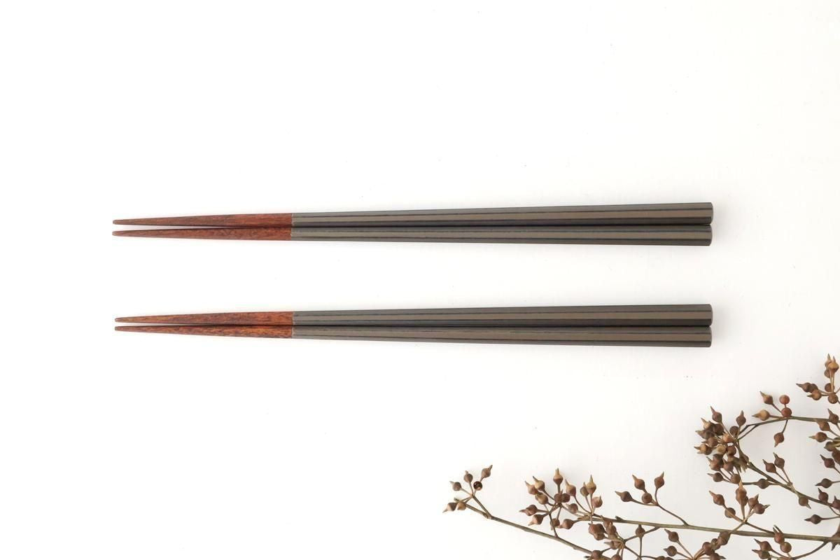 KORINDO Octagonal Chopsticks Silver/Black 23.5cm /9.25in