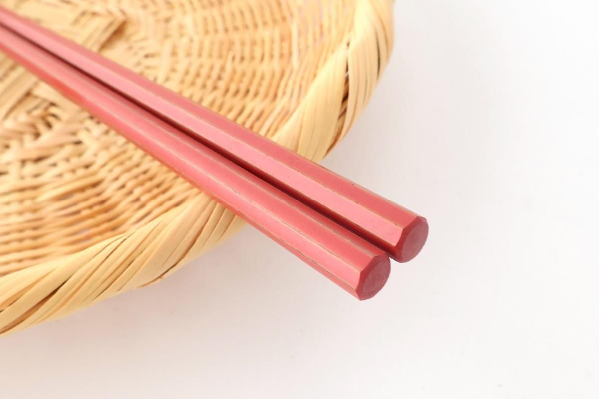 KORINDO Octagonal Chopsticks Peach/White 22cm /8.7in