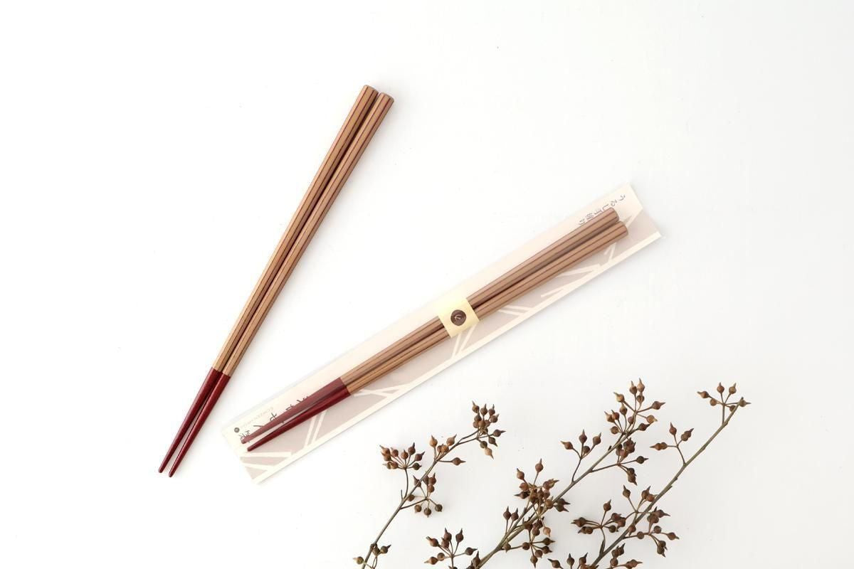 KORINDO Octagonal Chopsticks White/Vermilion 22cm /8.7in