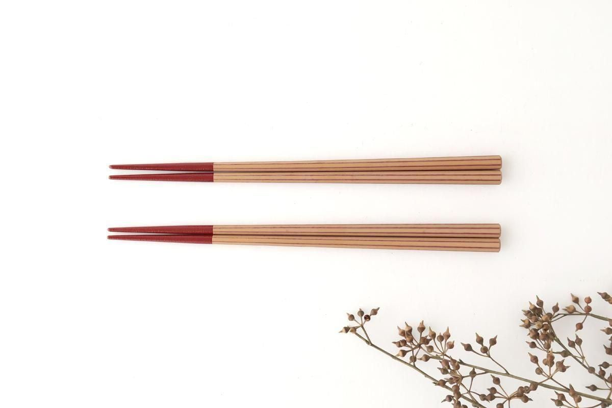 KORINDO Octagonal Chopsticks White/Vermilion 22cm /8.7in