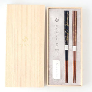 [Pair Set] TSUGI Chopsticks Navy/Pink 23.0cm /9.05 in Paulownia Wood Box