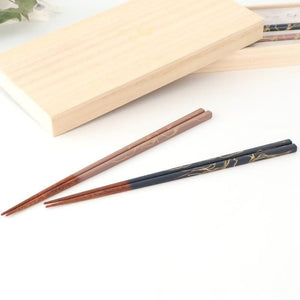 [Pair Set] TSUGI Chopsticks Navy/Pink 23.0cm /9.05 in Paulownia Wood Box