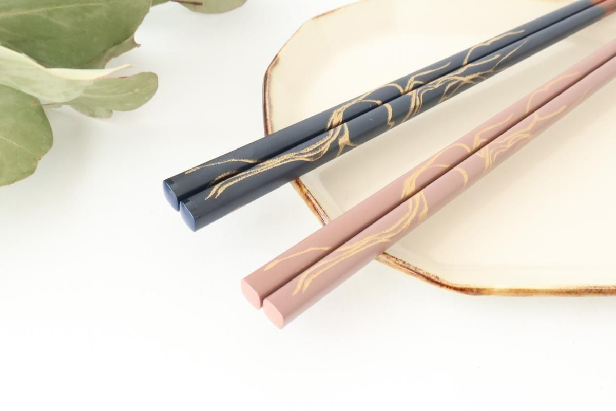 [Pair Set] TSUGI Chopsticks Navy/Pink 23.0cm /9.05 in Paulownia Wood Box
