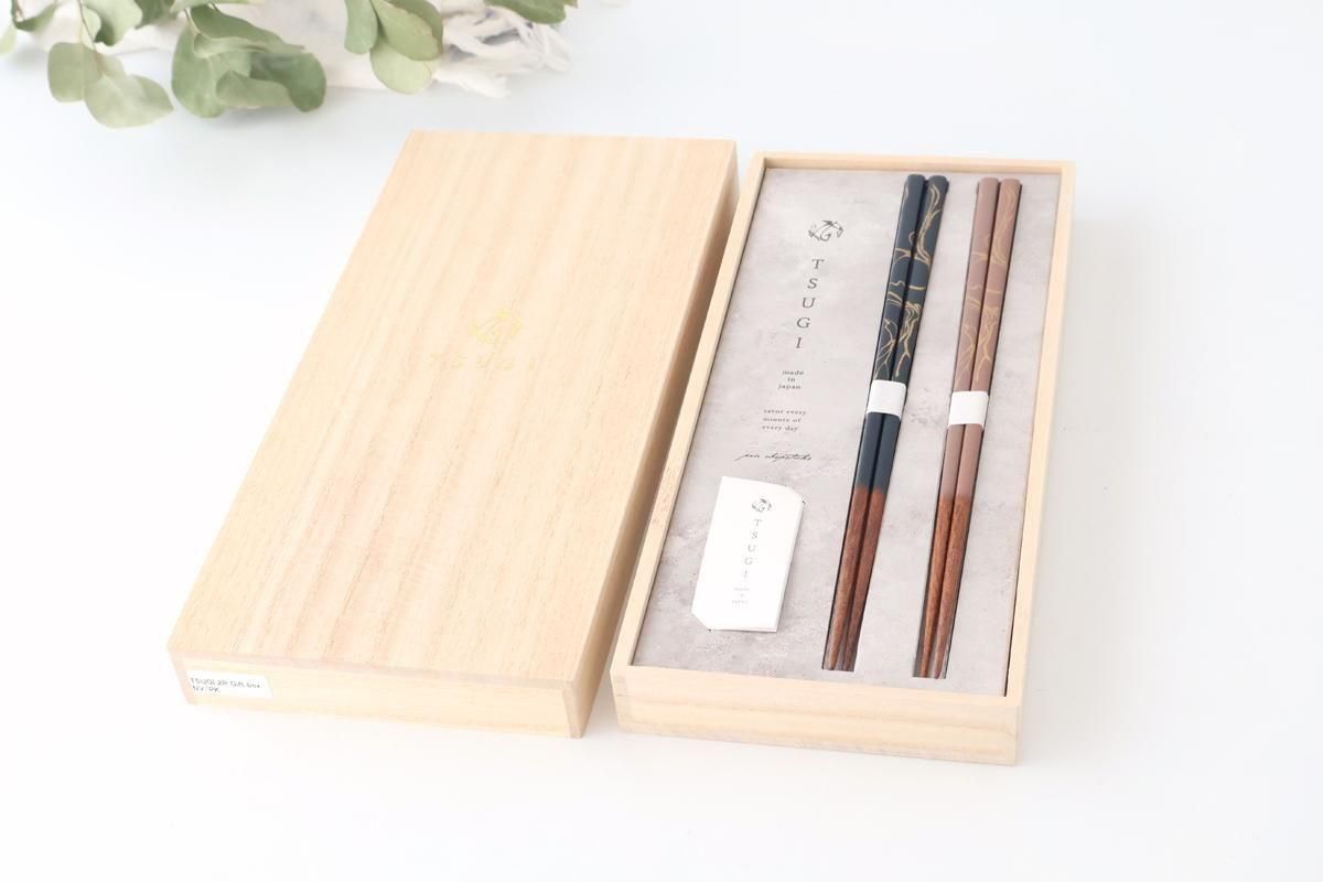 [Pair Set] TSUGI Chopsticks Navy/Pink 23.0cm /9.05 in Paulownia Wood Box