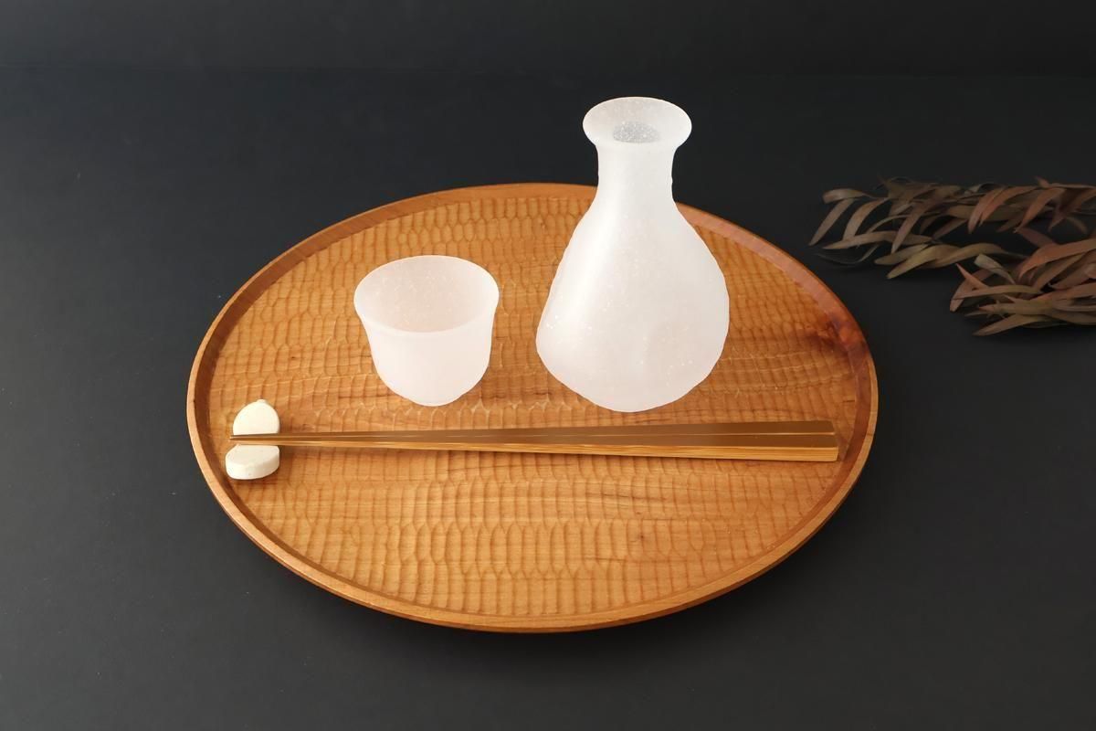 Hirota Glass Sake Bottle Tokkuri White