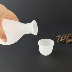 Hirota Glass Sake Bottle Tokkuri White