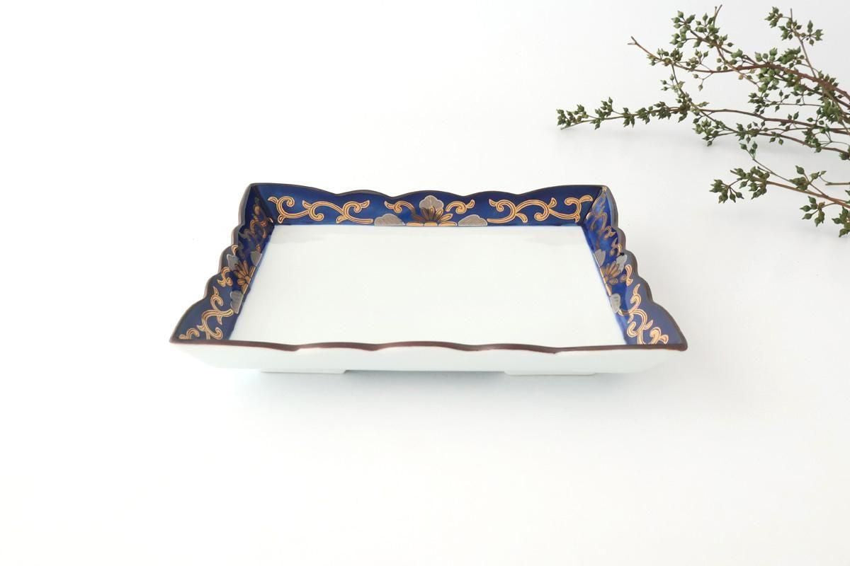 Square Plate Chrysanthemum Arabesque Design | Arita Ware