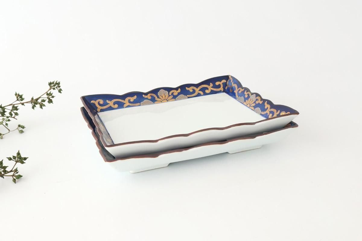 Square Plate Chrysanthemum Arabesque Design | Arita Ware