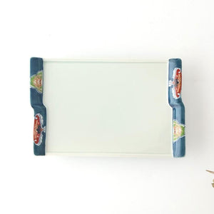 Square Plate Blue Rim  | Sushi Plate Arita Ware