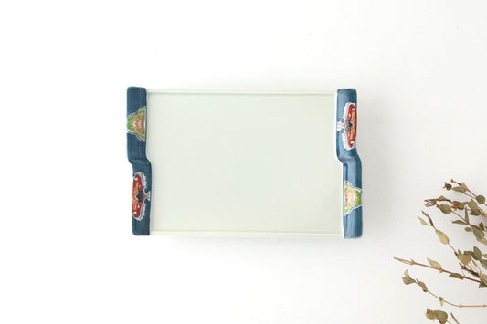 Square Plate Blue Rim  | Sushi Plate Arita Ware