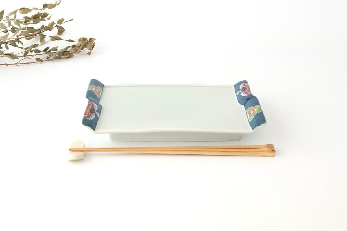 Square Plate Blue Rim  | Sushi Plate Arita Ware