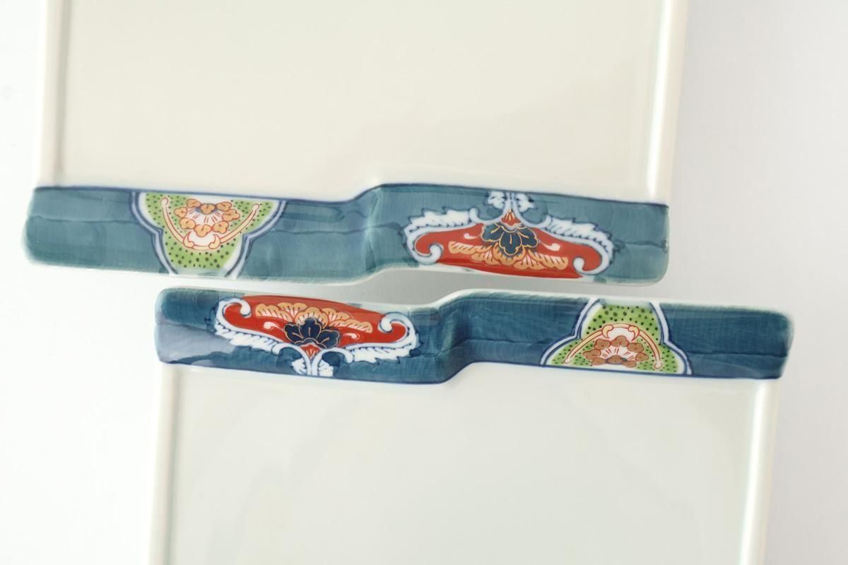 Square Plate Blue Rim  | Sushi Plate Arita Ware