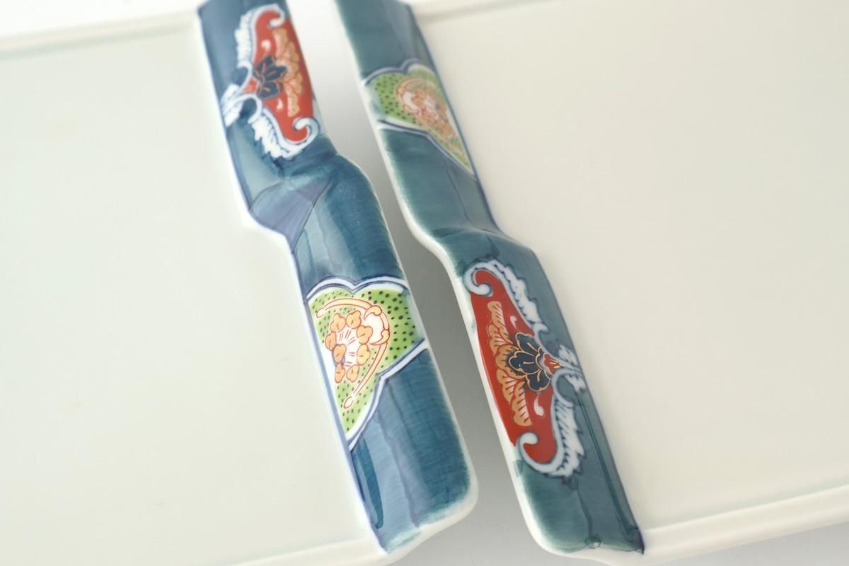 Square Plate Blue Rim  | Sushi Plate Arita Ware