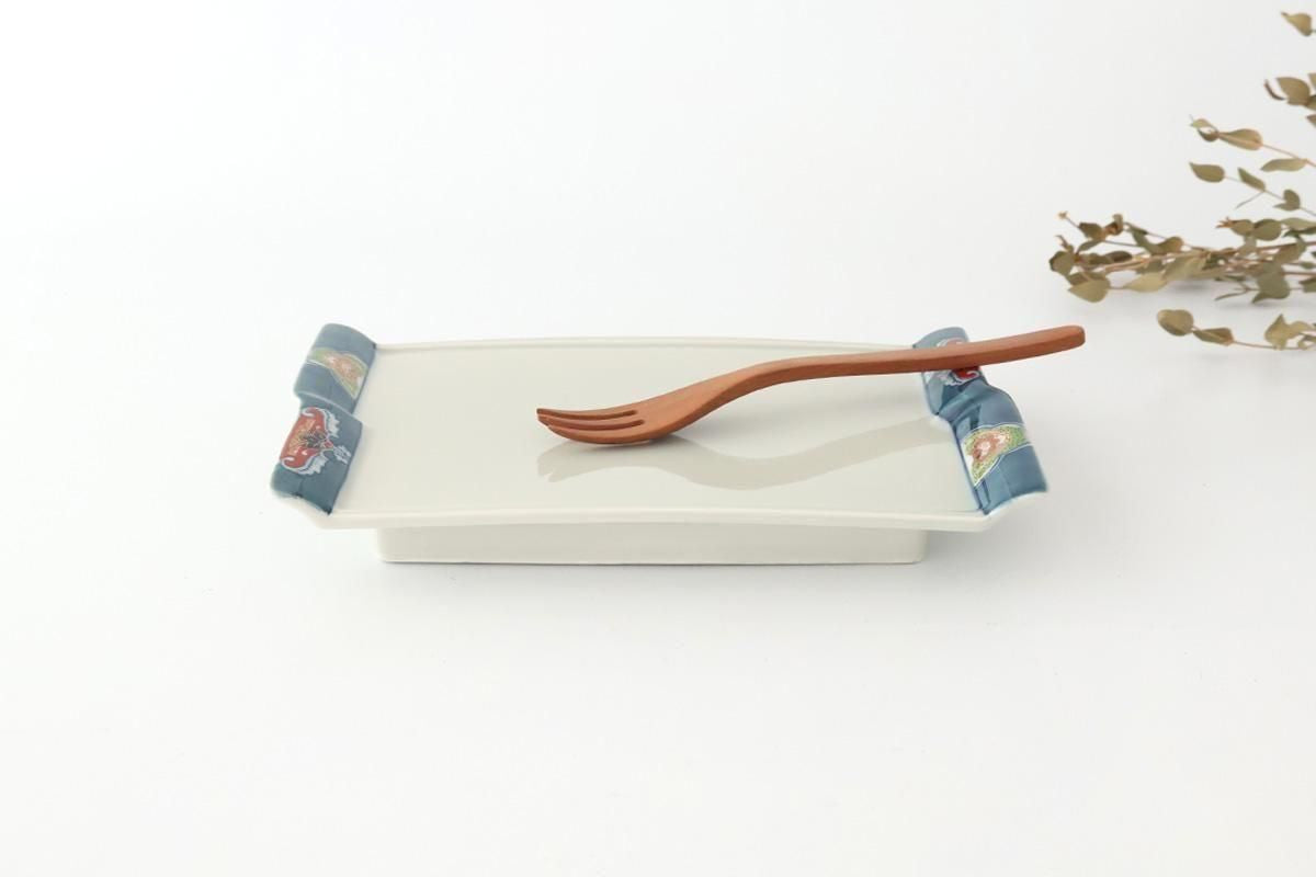 Square Plate Blue Rim  | Sushi Plate Arita Ware