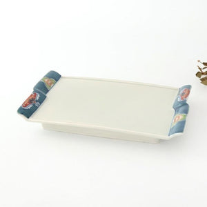 Square Plate Blue Rim  | Sushi Plate Arita Ware