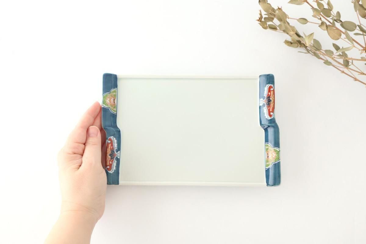 Square Plate Blue Rim  | Sushi Plate Arita Ware