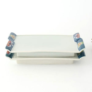 Square Plate Blue Rim  | Sushi Plate Arita Ware