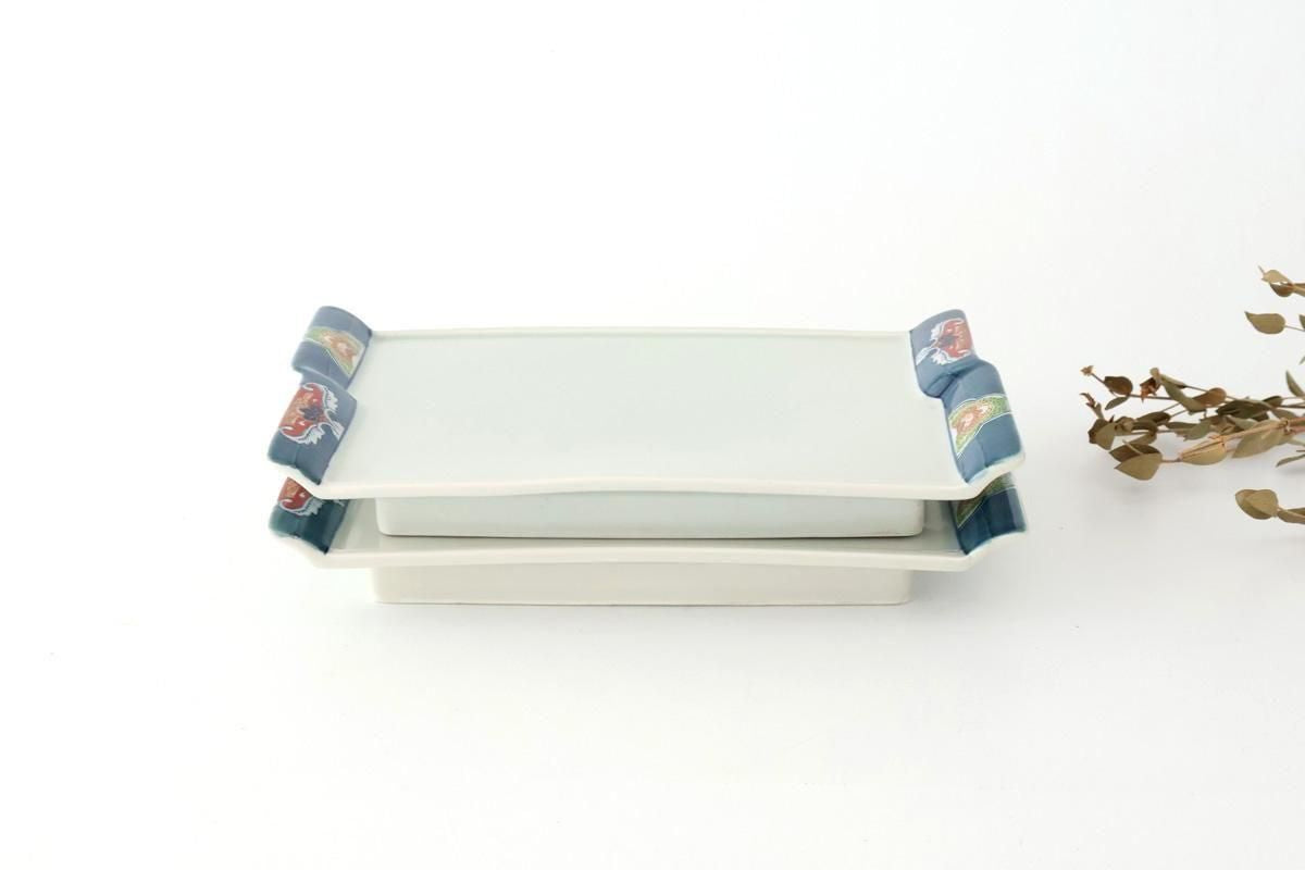 Square Plate Blue Rim  | Sushi Plate Arita Ware