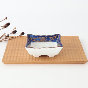 Square Bowl Blue and Gold Rim | Kobachi Arita Ware