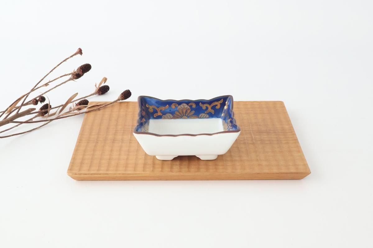 Square Bowl Blue and Gold Rim | Kobachi Arita Ware
