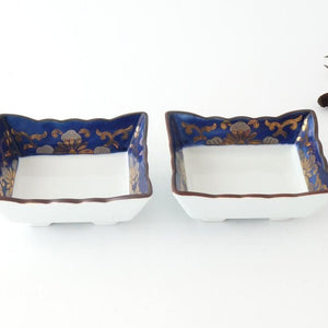 Square Bowl Blue and Gold Rim | Kobachi Arita Ware