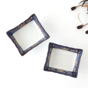 Square Bowl Blue and Gold Rim | Kobachi Arita Ware