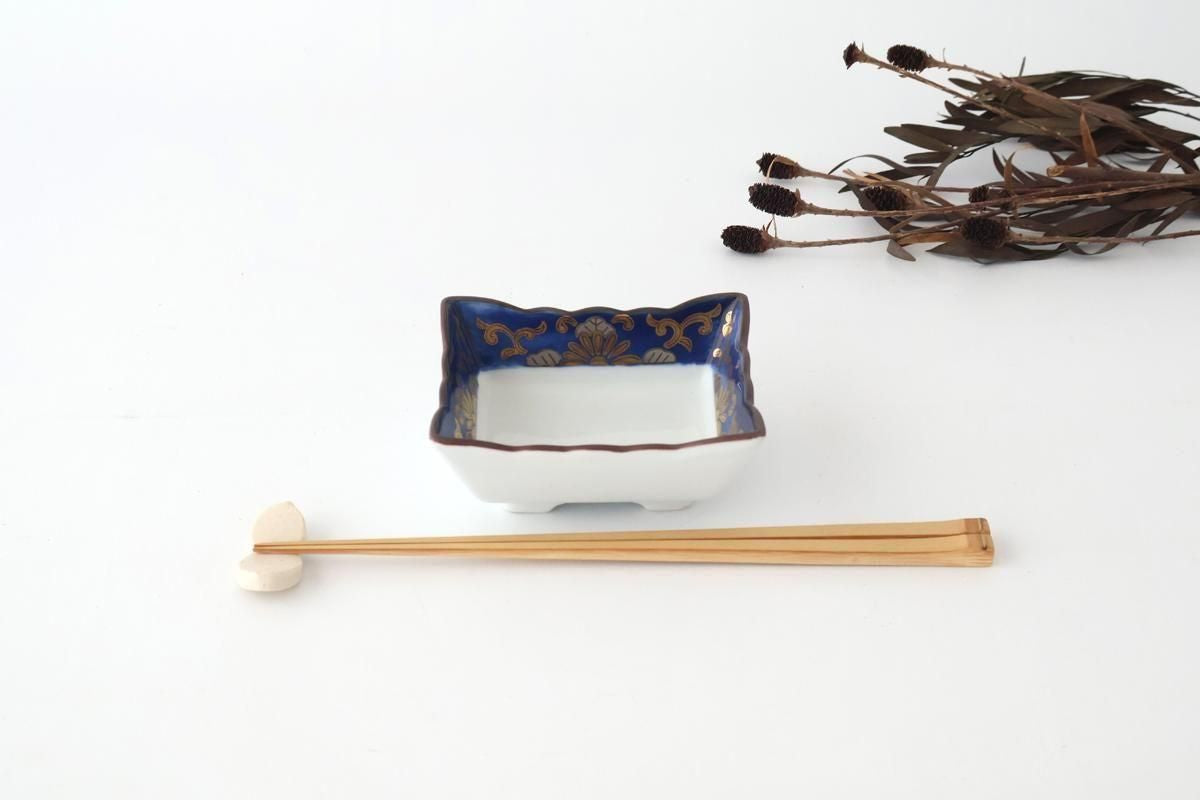 Square Bowl Blue and Gold Rim | Kobachi Arita Ware