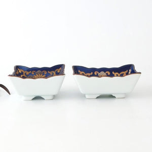 Square Bowl Blue and Gold Rim | Kobachi Arita Ware