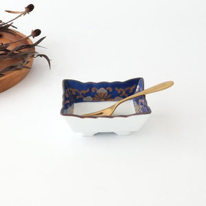 Square Bowl Blue and Gold Rim | Kobachi Arita Ware
