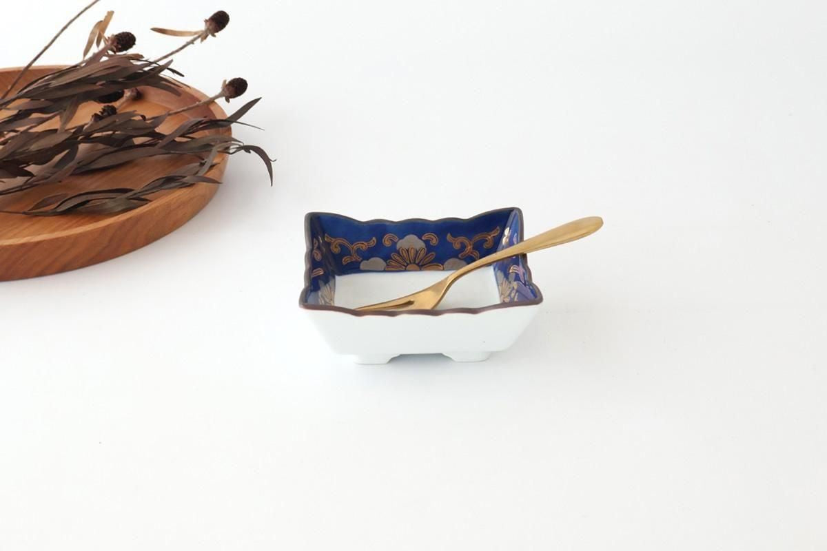 Square Bowl Blue and Gold Rim | Kobachi Arita Ware