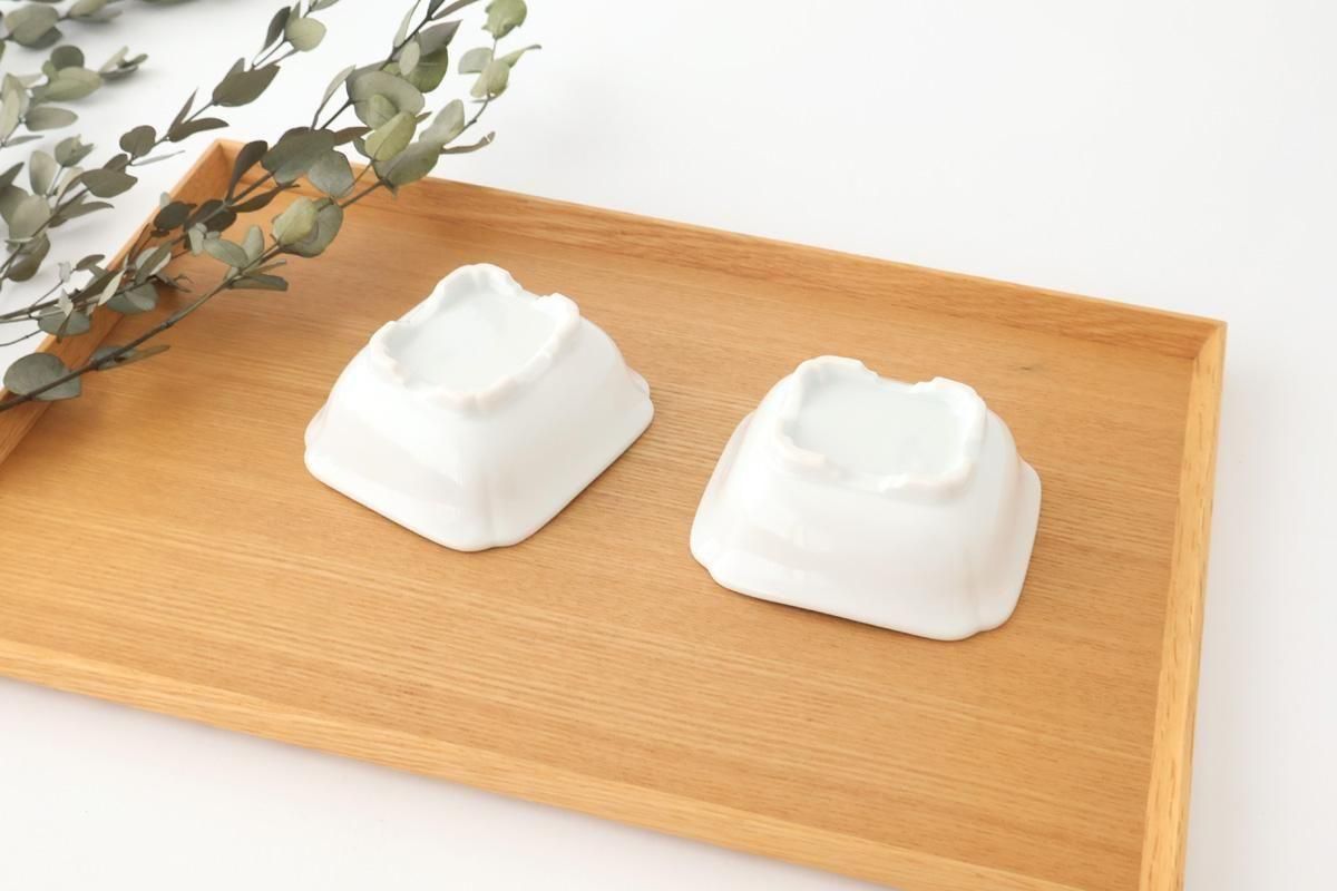 Square Small Bowl Blue and Green Rim Flower Pattern | Kobachi Arita Ware