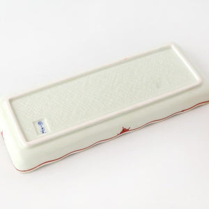 Wave-rimmed Rectangular Plate Red and Green | Sushi Plate Arita Ware