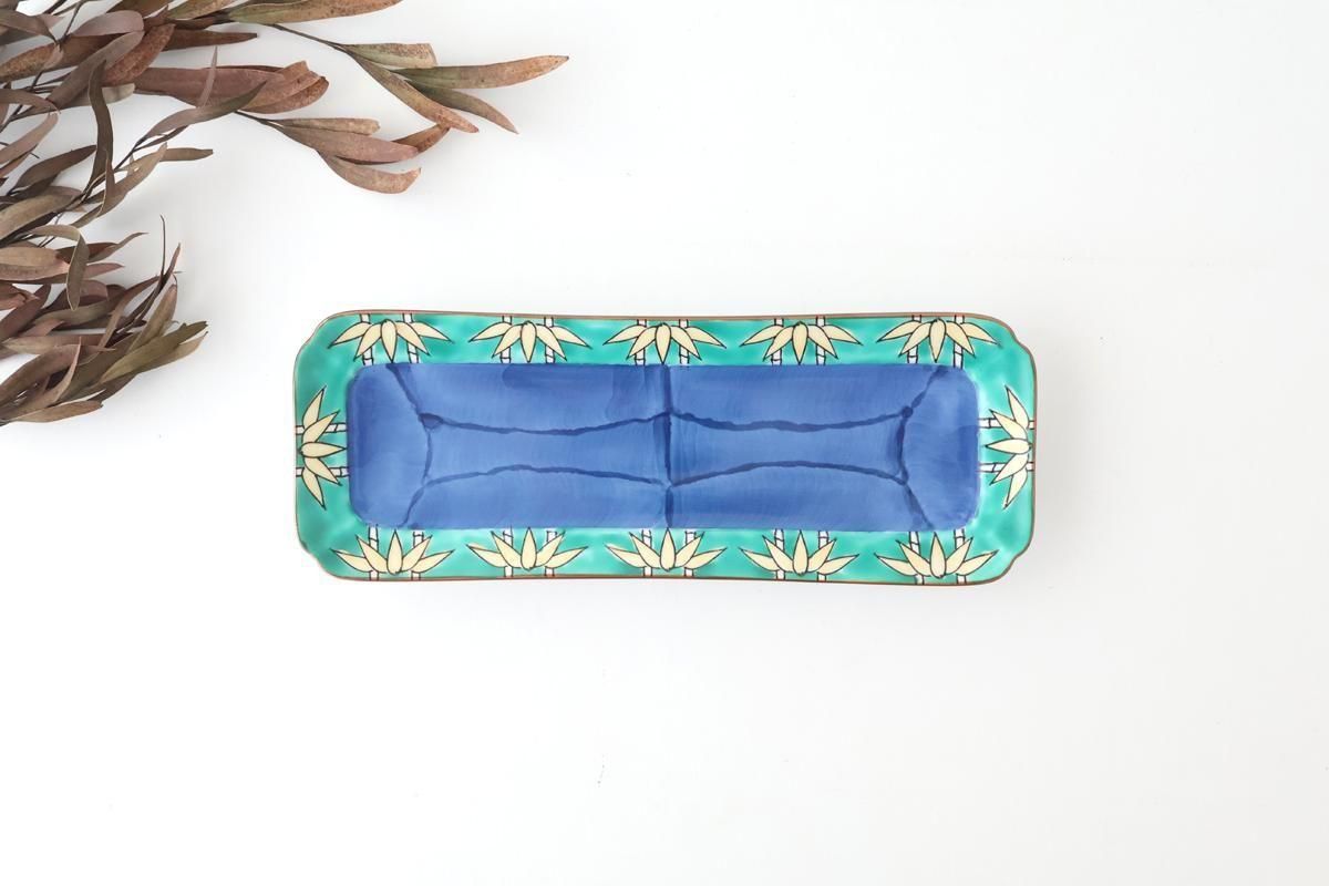 Rectangular Plate Green Bamboo Pattern | Sushi Plate Arita Ware