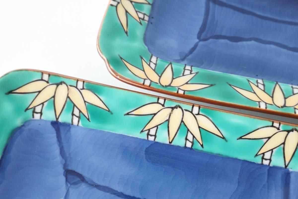 Rectangular Plate Green Bamboo Pattern | Sushi Plate Arita Ware