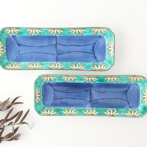 Rectangular Plate Green Bamboo Pattern | Sushi Plate Arita Ware