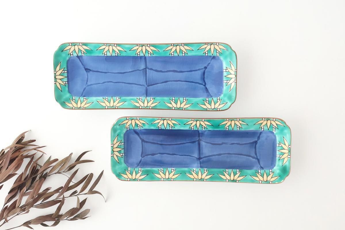 Rectangular Plate Green Bamboo Pattern | Sushi Plate Arita Ware