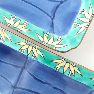 Rectangular Plate Green Bamboo Pattern | Sushi Plate Arita Ware