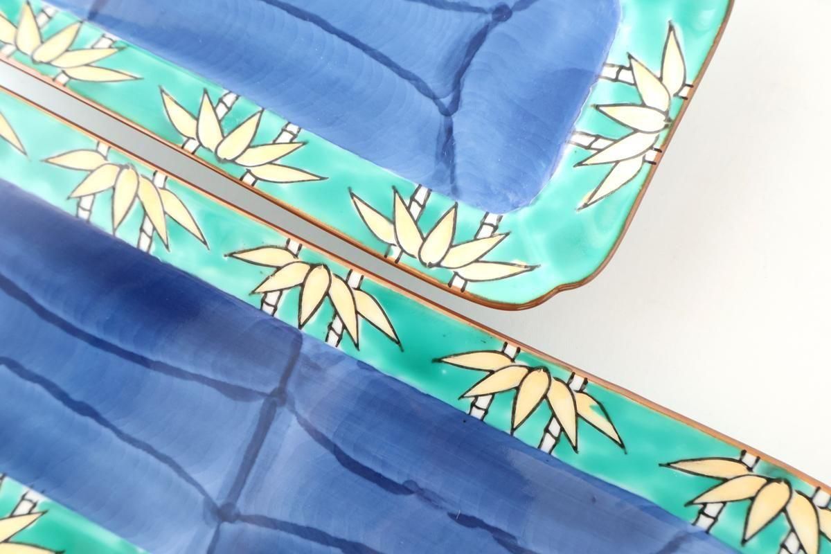 Rectangular Plate Green Bamboo Pattern | Sushi Plate Arita Ware