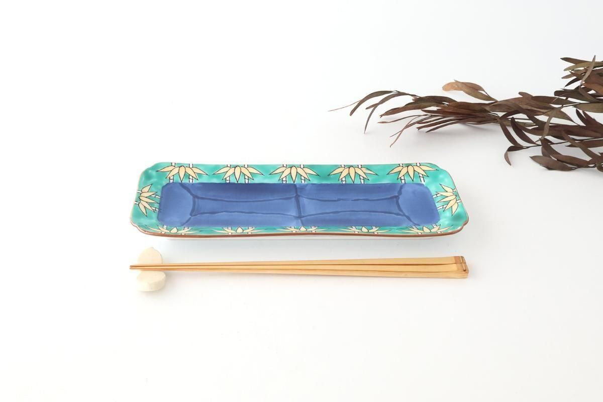 Rectangular Plate Green Bamboo Pattern | Sushi Plate Arita Ware